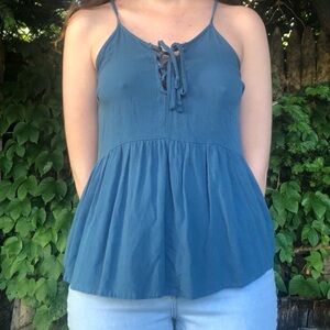 LA Hearts Blue Flowy Tank Top